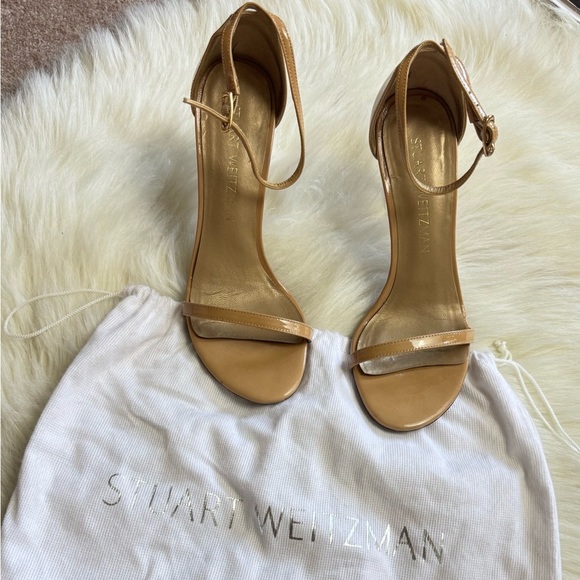 Stuart Weitzman Nudist Heels Beige Nude Ankle Strap Stiletto - Picture 2 of 8